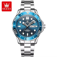 Montre de plongée automatique mécanique OLVES 3738, boîtier en alliage, cadran de 42 mm, bracelet de 20 mm, aiguilles lumineuses, résistante à l'eau, mode masculine