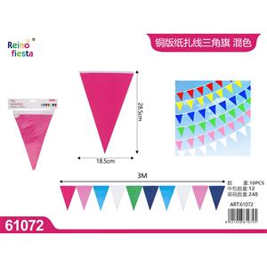 Banderines de papel triangulares, 10 Uds., colores mezclados, 3M de longitud para decoraciones de fiesta para despedida de soltera, graduación escolar Diwali - Product Image 1