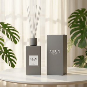 Aikun Desktop Home Fragrance And Custom Logo Packaging Wholesale Gray Minimalist <b>Reed</b> <b>Diffuser</b> Set <b>For</b> Hotel Room Office - Product Image 2