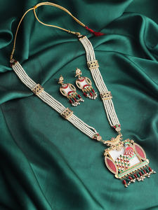 Impresionante conjunto de collares tradicionales para mujer, colección de bodas y ropa festiva india a precios al por mayor de India - Product Image 3