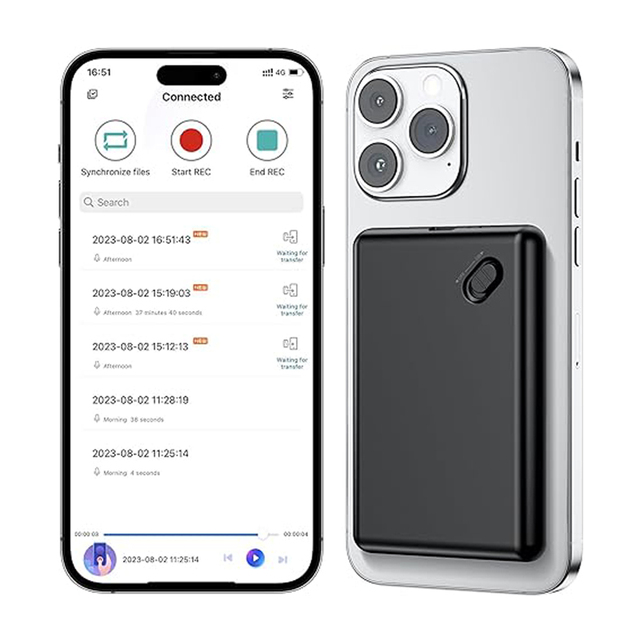 V15 New Type C Dictaphone 2500mAh 60H HiFi Noise Reduction Voice Activated AI Smart Phone Call Magnetic Voice Recorder
