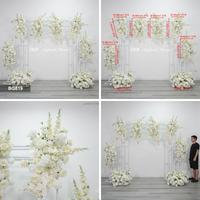 Backdrop Bunga Artifisial Ivory Elegan, Rangkaian Bunga Putih untuk Dekorasi Latar Belakang Photo Booth Pernikahan Elopement