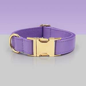 Ensemble personnalisé de collier, laisse et sac à déjections pour chien en cuir PU, boucle en métal gravée à rivets, rose + orange + violet + rose vif, pour mariage, chiot - Product Image 6