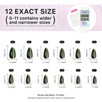 AIERFEI 24 pièces de faux ongles professionnels à presser, longs, en forme d'amande, ongles de luxe à effet œil de chat, pointes d'ongles au design naturel pour un usage quotidien