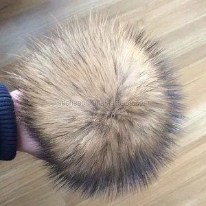 Lucu Rambut Panjang 10 Cm-15 Cm Nyata Raccoon Wol Pompom Fox Fur Ball Keychain