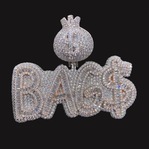 จี้เพชรโมอิสซาไนต์ทรงหัวใจแบบฮิปฮอปสำหรับแร็ปเปอร์ ชุบเงินแท้ 925 สลักชื่อตามสั่ง ประดับเพชร VVS สำหรับผู้ชายและผู้หญิง - Product Image 5