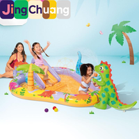 Piscine gonflable pour bébé avec toboggan à eau en forme de dinosaure, bac à sable et piscine à balles, modèle 56139
