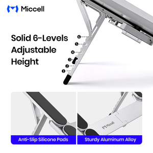 Support pour ordinateur portable <span class=keywords><strong>en</strong></span> aluminium réglable avec 6 niveaux de réglage <span class=keywords><strong>en</strong></span> hauteur et design pliable, comme support pour ordinateur portable pour le bureau et les étudiants - Product Image 4