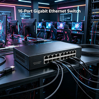 Switch Jaringan Gigabit Profesional 16 Port 1000Mbps Berkinerja Tinggi Tanpa Manajemen Komunikasi Full-Duplex/Half-Duplex