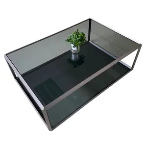 Wohnzimmer möbel industrielle Aluminium rahmen Mitte Tee tisch Phantasie Glas Couch tisch