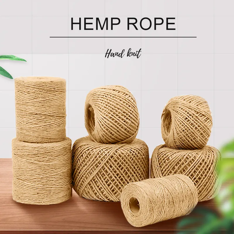 1-30mm Hemp Rope Best Price Biodegrade Braided Sisal Rope 3 Strand DIY Decorative Jute Rope for Packaging
