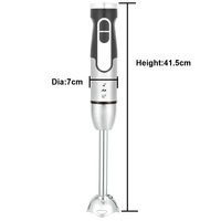 Mixeur plongeant électrique multifonctionnel en acier inoxydable à deux vitesses avec bouton-poussoir, 4 lames, nettoyage en un clic, certifié CE pour