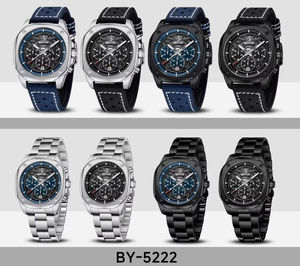 Reloj de Pulsera Benyar BY-5222 para Hombre, de Lujo, con Esfera Analógica de Cuarzo, Correa de Cuero y Acero Inoxidable, Resistente al Agua, con Caja - Product Image 6
