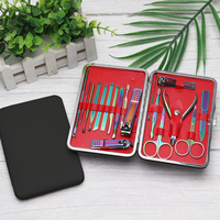 Kit de manucure professionnel de luxe 18-en-1 en acier inoxydable de haute qualité, durable et coloré pour bébés, pour salon de beauté et soin des cuticules