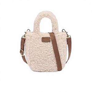 Sac fourre-tout de luxe pour femme, couleur unie, grande capacité, en peluche moelleuse, nouvelle collection hiver - Product Image 1