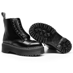 Dos pares de botas de locomotora de suela gruesa con 8 orificios y cremalleras frontales para Europa y América, botines cortos de estilo inglés para mujer. - Product Image 3