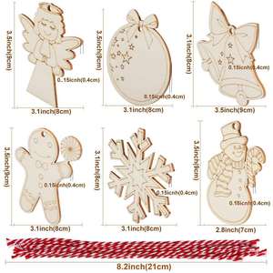 Kinder DIY Weihnachts baum Anhänger Set Holz Zeichnung Spielzeug mit Schneeflocke Glocken für festliche Dekorationen - Product Image 2