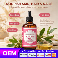 Minyak Biji Jojoba Organik Kelas Kosmetik, Cold Pressed, Multiguna, Pelembap Manis untuk Tubuh, Wajah, Rambut, dan Pijat