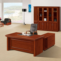 Ensemble de table et de chaise de bureau rétro en bois rouge antique directeur général patron ensemble de mobilier de bureau en forme de L