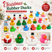 Canard en caoutchouc de Noël de 2,3 pouces, jouet coloré pour le bain, canards flottants de Noël, animaux de dessin animé, jeu aquatique, cadeau de fête, décoration