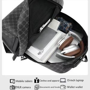 Individuelles Logo Premium PU-Leder Wasserdichter Herren Business Büro Reise 15 Zoll Laptop Rucksack für Männer - Product Image 3