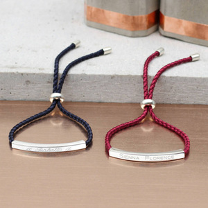 Moda gioielli <span class=keywords><strong>in</strong></span> <span class=keywords><strong>argento</strong></span> bar inciso <span class=keywords><strong>nome</strong></span> personalizzato braccialetto di corda <span class=keywords><strong>con</strong></span> perline braccialetto registrabile per le donne - Product Image 3