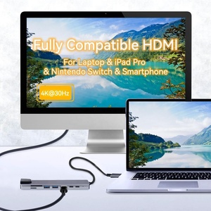 Adaptador <span class=keywords><strong>Hub</strong></span> <span class=keywords><strong>USB</strong></span> 3.1 Tipo <span class=keywords><strong>C</strong></span> Multifuncional 8 en 1 para <span class=keywords><strong>MacBook</strong></span> Pro, Base de Expansión para Portátil con Lector de Tarjetas, LAN RJ45 100Mbps, PD - Product Image 6
