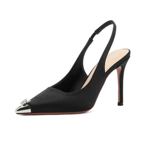 Escarpins à talons ultra-hauts de luxe pour femmes nouveauté marque talons aiguilles bouche peu profonde métal pointu pieds nus sans lacet pour l'hiver - Product Image 1