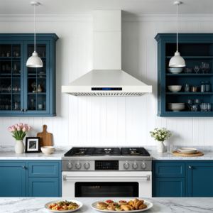 Electric Household 48 Inch 1800CFM Custom Range Hood Delayed Shut Remote Control 3-Speed Baffle Filter White Stainless Steel - Product Image 6