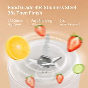 Blender buah 6 pisau 500ml, Blender Juicer USB dapat diisi ulang perjalanan portabel pembuat jus segar - Product Image 5