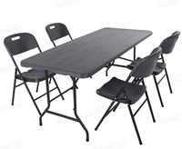 Approvisionnement d'usine 180 cm Portable Jardin Extérieur En Plastique Rectangulaire Pliable Noir Woodgrain 6 Pieds Table Pliante