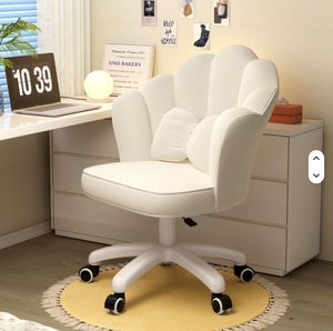 Pastel Pink Ergonomic Swivel Chair Soft Upholstered Vanity <b>Stool</b> Home Office Desk Chair for Girl's Room Beauty Salon - Product Image 6