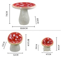 Sculpture de table et de chaise en forme de champignon peinte à la main en résine avec taille personnalisée pour la décoration de jardin et de maison, souvenir artistique