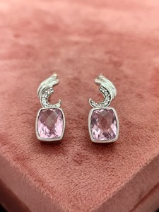 Boucles d'oreilles pendantes en argent sterling 925 avec quartz rose, bijoux artisanaux vintage faits à la main pour femmes, bijoux fins anti-allergiques - Product Image 3