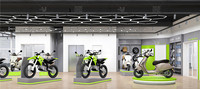 Magasin de cyclomoteur électrique moderne Design d'intérieur Vente au détail Magasin de motocyclettes sur mesure Présentoir de motocyclettes à la mode Décoration de salle d'exposition