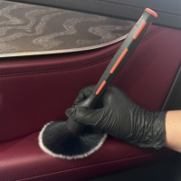 JYM-H17 Brosse de detailing automobile multi-usages en PP orange, Guangdong, lot de trois, pour nettoyage en profondeur intérieur/extérieur, fibres mixtes douces