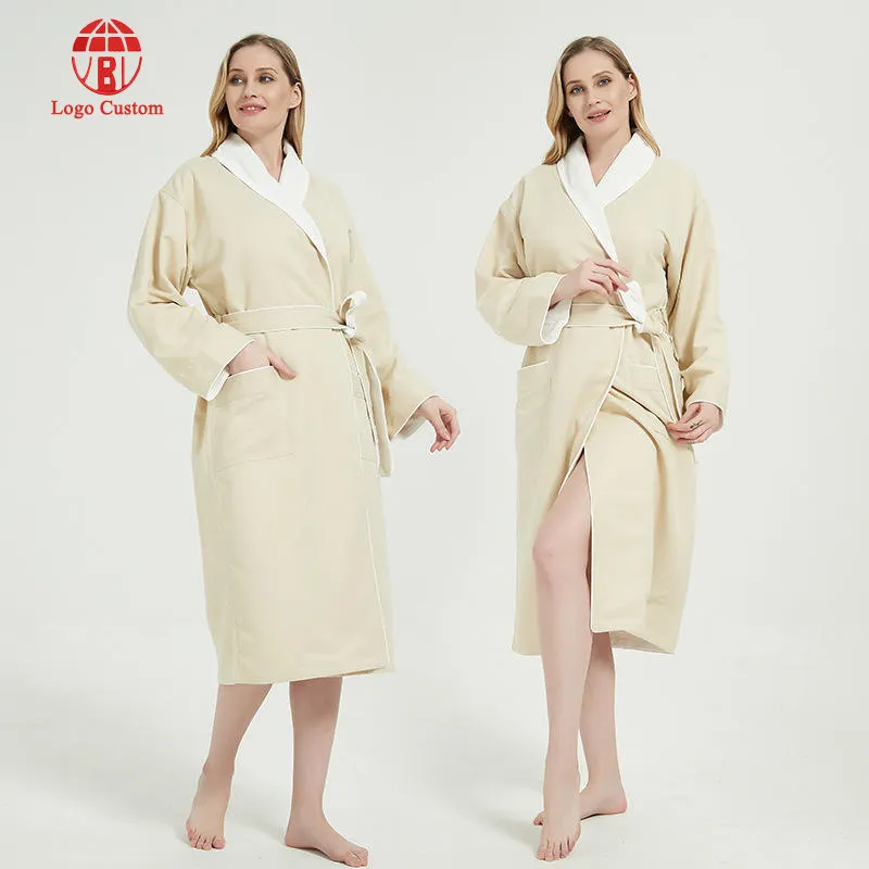 Peignoir double couche de haute qualité pour femmes, vêtements de nuit pour femmes, peignoir de luxe, hôtel personnalisé, robes de luxe unisexes