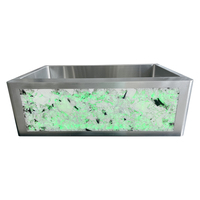 Tablier en pierre de granit de quartzite orange en métal d'acier inoxydable de SUS304 évier de cuisine carré avant de ferme avec la lumière électrique