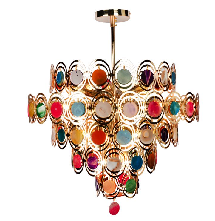 Living room lighting decoration chandeliers pendant lights luxury colored agate chandelier