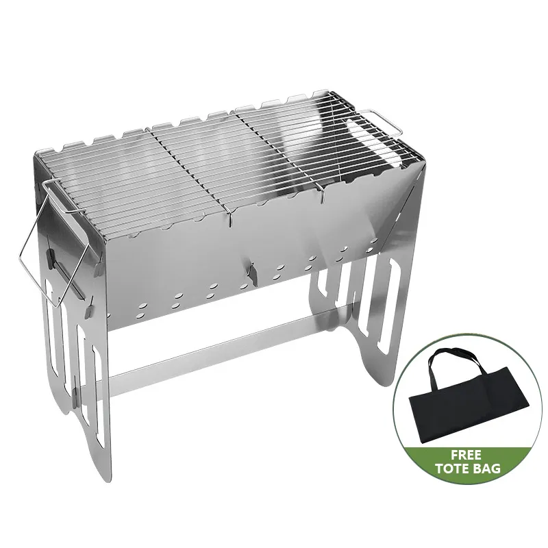 Groothandel Tiktok Outdoor Draagbare Vouwen Bbq Grill Gemakkelijk Carry Kampvuur Fornuis Rvs Houtskool Barbecue Grill