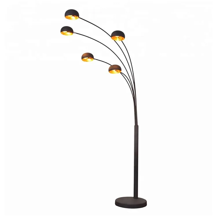 Lampe sur pied en cuivre blanc, or noir, lampe avec plusieurs lumières avec bras à 5 têtes pour la décoration intérieure, offre spéciale