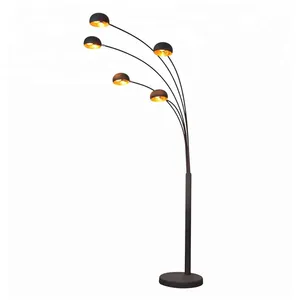 Hot Selling Black Gold White Copper Floor Lamp Stand Lamp With Multiple Lights With 5 Heads Arms For Indoor Decorating