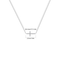 Collar de una Sola Capa de Acero Inoxidable Impermeable y Resistente al Deslustre con Cruz Chapada en Oro Real y Adornado con Circonita Cúbica de 18K