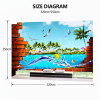 Papier peint mural 3D stéréoscopique effet vue sur mer, 320x250cm, imperméable, grande fresque pour décoration intérieure, mur derrière canapé ou télévision