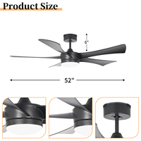 Ventilateur de plafond électrique de style moderne de 52 pouces avec télécommande et kit d'éclairage LED pour hôtel et salon, décoration intérieure
