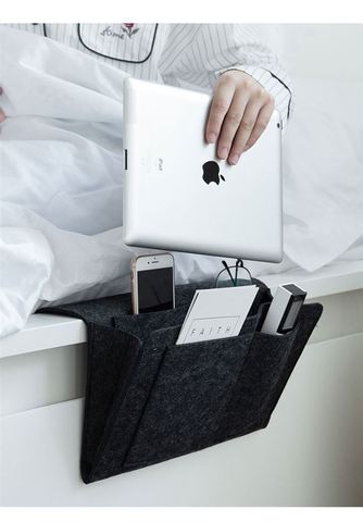 Felt Oxford Durable Bedside Hanging Storage Bag for Bedroom-Minimalist Modern Design Organizes Phone Remote Miscellaneous Items