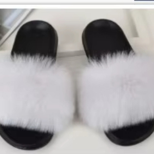 Sandales d'extérieur en fourrure pour femmes, automne, fausse fourrure de renard, semelle intérieure en PVC, chaussures confortables - Product Image 6