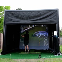 Tente de simulateur de golf portable avec écran de projection - Cage d'entraînement de golf gonflable pour la pratique en intérieur et en extérieur
