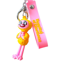 Porte-clés personnalisé en PVC avec poupée dessin animé Fille en chapeau d'éléphant, mousqueton et breloque papillon fleur, pour la vente au détail en boutique de cadeaux