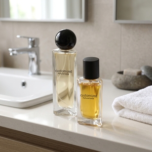 En stock – Flacons de <span class=keywords><strong>parfum</strong></span> de luxe en verre 30ML 50ML 100ML – Bouteilles en verre vides transparentes personnalisables anti-fuite avec pompe à brume fine à visser noire - Product Image 1